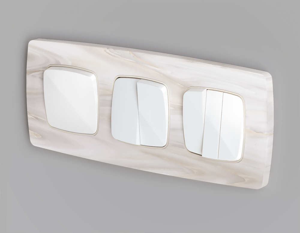 OP1230 Лицевая панель OMEGA (Белый матовый) для 2-кл выключателей QUANT