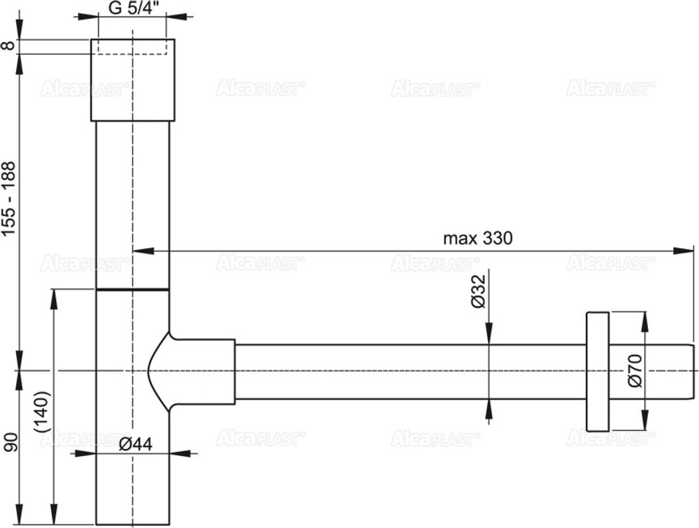 Сифон для умывальника AlcaPlast A402