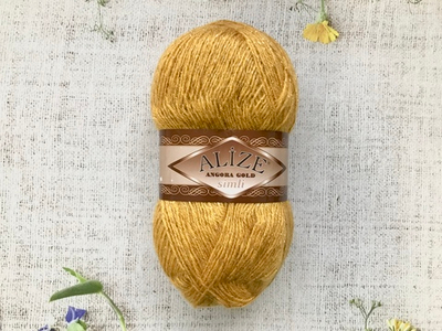 Пряжа ALIZE "Angora Gold Simli". 02 шафран