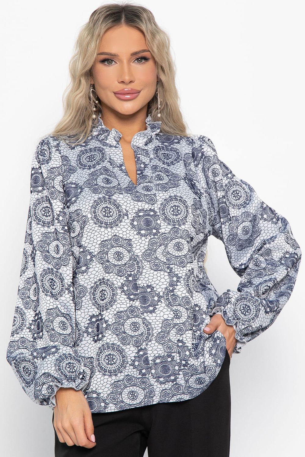 Блуза Доменика (серо-синяя) Б15016-18М LT Collection