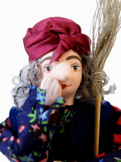 Кукла коллекционная Баба-Яга в ступе