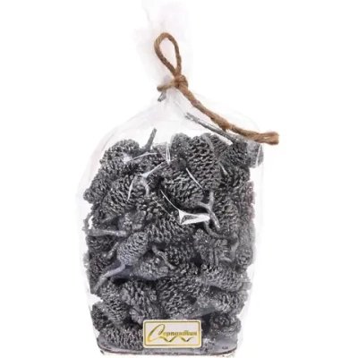 Композиция для декора «Блестящие шишки» 11*11*12 см (150 гр), серебро