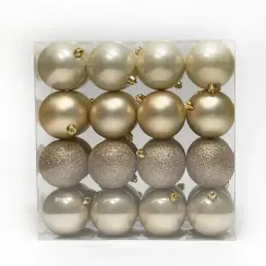 Набор пластиковых шаров Вернисаж 80 мм., шампань, 32 шт., Christmas DeLuxe (89714)