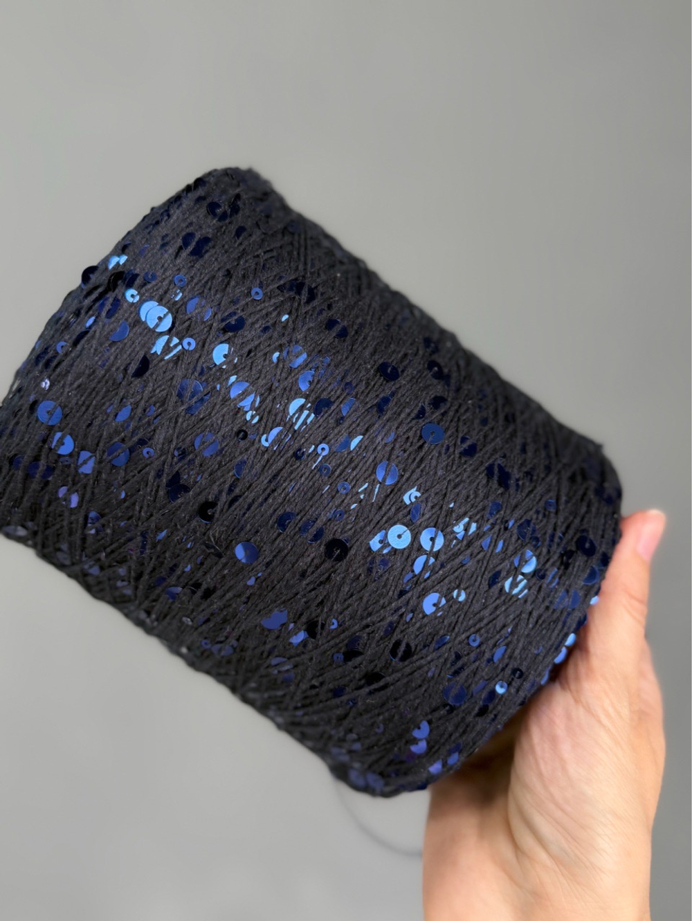 Пряжа Glam Shine пайетки 6+3 мм (005/черниловый синий, глянцевые пайетки), 250м/100гр