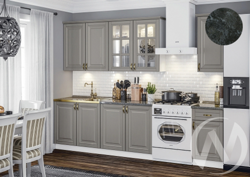 Кухня Престиж 2;0/900м (белый/браш текстура грей/кастилло темный) Компоновка №3