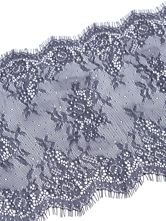 01-11 Кружево шантильи, 23 см, синий/айвори