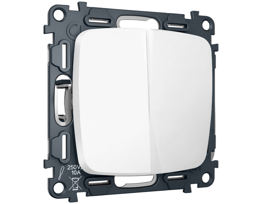 MO123010 Комплект механизма 2-кл выключателя OMEGA Белый матовый QUANT (OP1230, VM115)