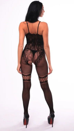 Кэтсьюит-сетка Valencia с интимным доступом (Размер: XL-XXL) (Цвет: черный)