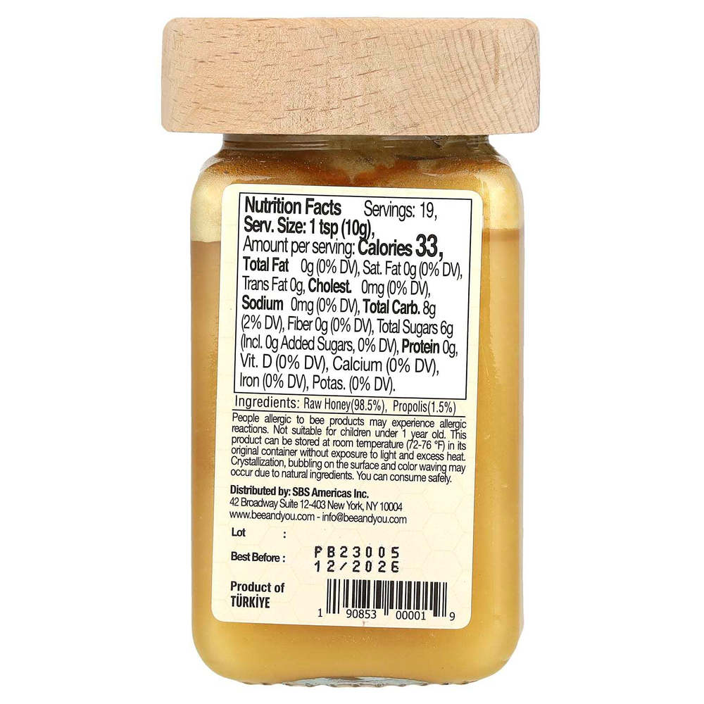 Bee&You, Необработанный прополис, 190 г (6,7 унции)
