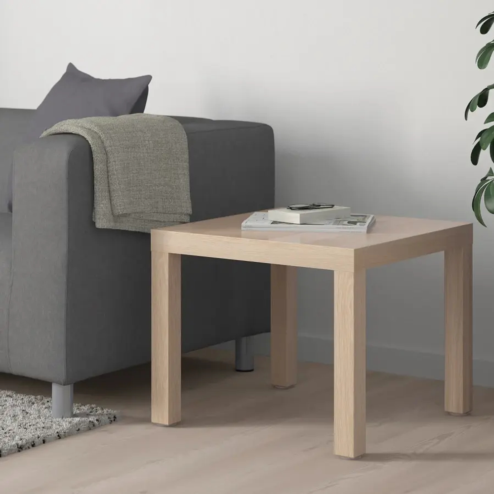 Приставной столик - IKEA LACK/ЛАКК ИКЕА, 55x55х45 см, под белый дуб