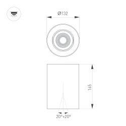 Светильник SP-FOCUS-R132-24W Day4000 (BK, 15 deg, 230V) (Arlight, IP54 Металл, 5 лет) 054852
