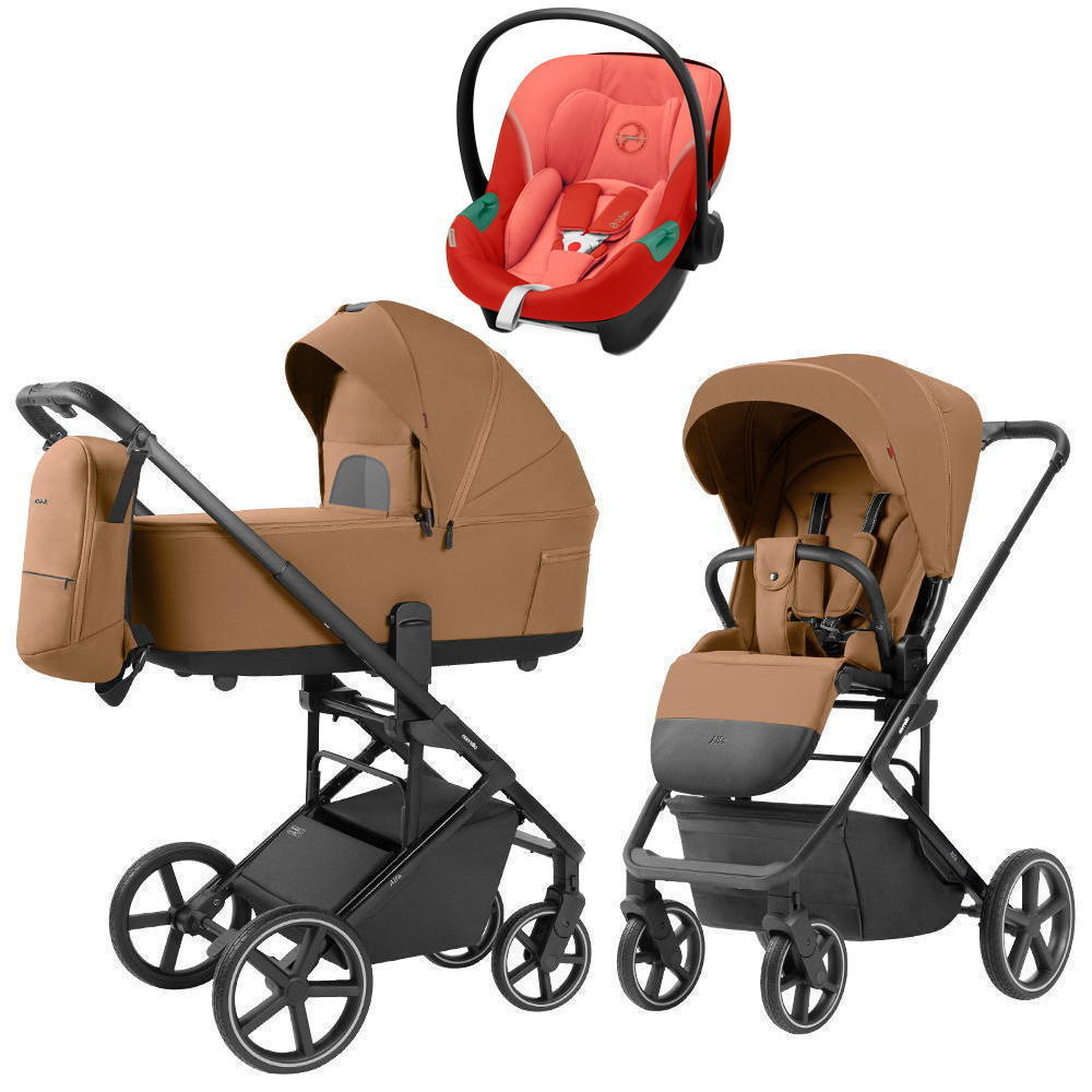 Коляска Carrello Alfa CRL-6522 2025 Cybex Aton S2 i-Size Hibiscus Red 3 в 1 Honey Beige