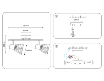 Настенно-потолочный спот с выключателем в стиле лофт 2*E27 TR8601 WH/GD белый/золото 260*154*230 Traditional Loft Ambrella