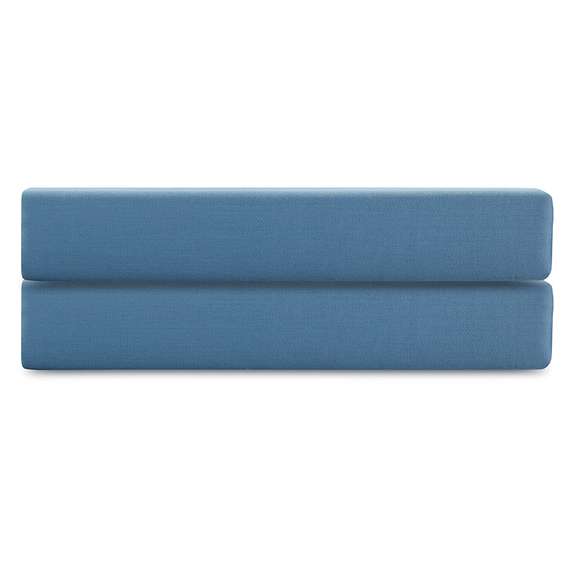 Простыня на резинке из премиального сатина джинсово-синего цвета из коллекции essential,  180х200х30