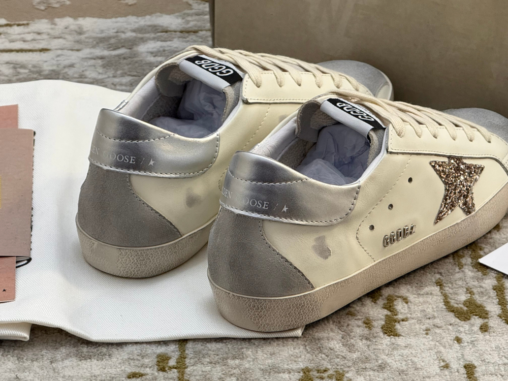 Super Star With Gold Glitter Star and Ice-Gray Suede Inserts