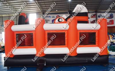 Коммерческий батут "Белый клык" с механизированной головой, 6*5*4 м черно-оранжевый