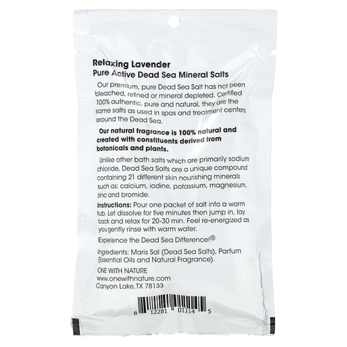 One with Nature, Dead Sea Spa, минеральные соли, расслабляющая лаванда, 70 г (2,5 унции)