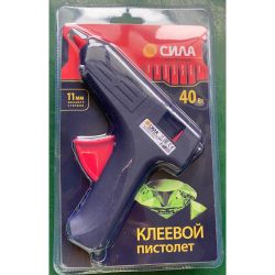 Термопистолет клеевой СИЛА SGG40-01 40Bт под стержень 11мм в комплекте 11мм х 7cм 2 шт. | Сила