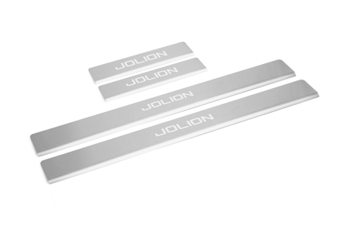 Накладки на пороги AutoMax для Haval Jolion 2021-н.в., нерж. сталь, с надписью, 4 шт., AMHAJOL01