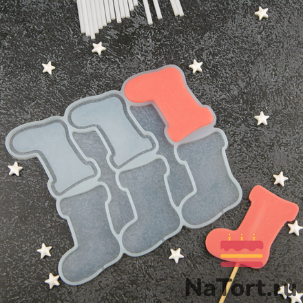 Силиконовая форма для леденцов «Сапожок погремушка 3 в 1»