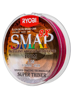 Шнур плетеный для рыбалки Ryobi SMAP PE8X-100M Multi Colour 6.0# 0,405мм