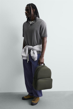 ZARA РЮКЗАК С ТЕКСТУРОЙ, ЗЕЛЕНЫЙ ХАКИ