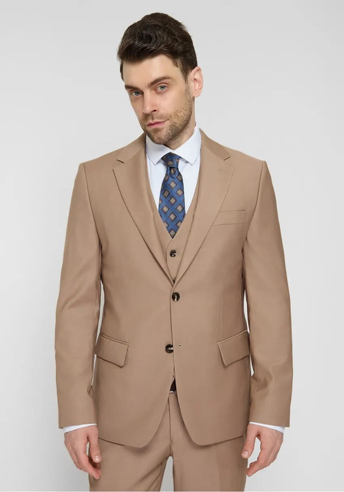 Мужской классический костюм тройка (бежевый) В4