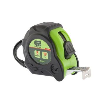 Рулетка Графит, обрезиненный корпус, амортизатор, 5 м х 19 мм Сибртех 32531