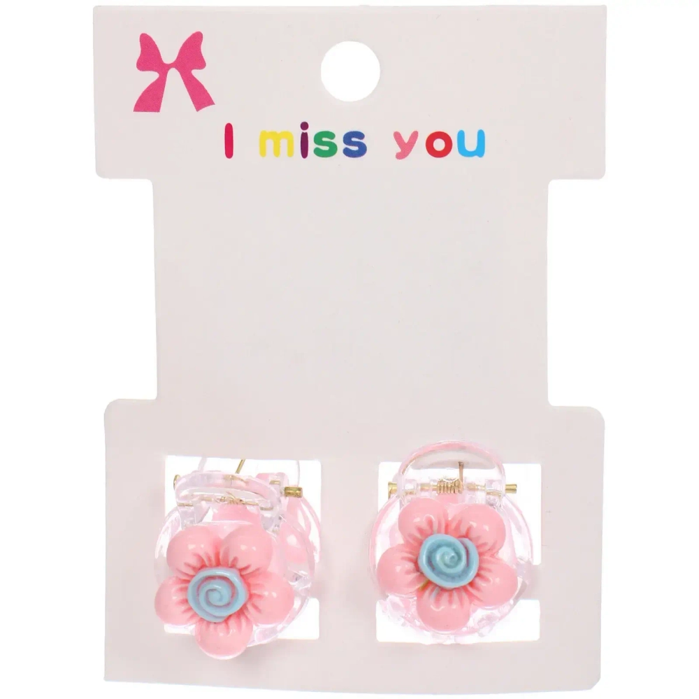 Заколки – крабы детские для волос 2шт на блистере «МАРЦИПАН», Ромашка, 1,2см