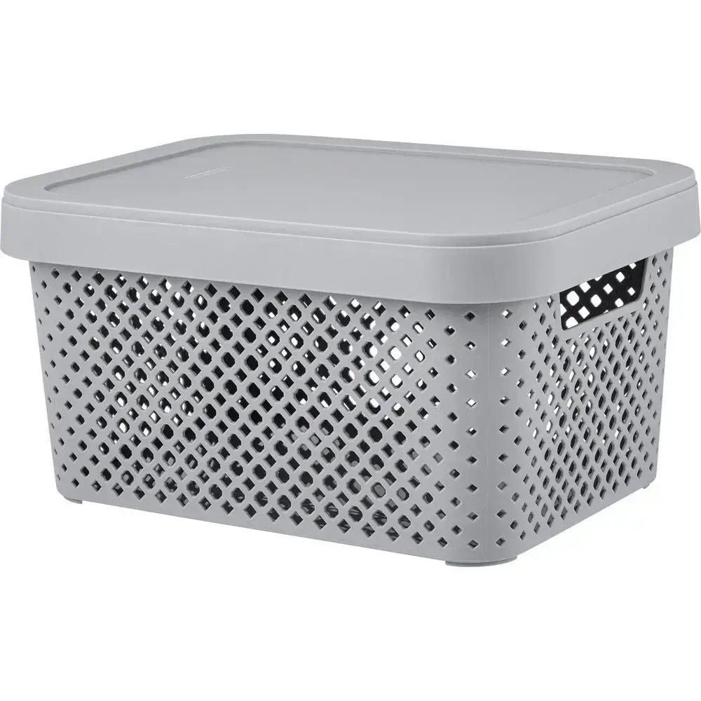 Корзинка для хранения с крышкой Plast Team Stockholm, 5 л серый шторм