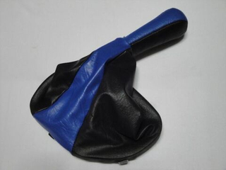 Ручка КПП с кожаным чехлом 2110 с рамкой  черная+синяя 10986