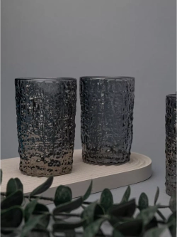 Набор стаканов с рельефным узором, 240 мл. 6 шт. Серые