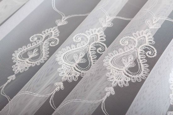 Микросетка с вышивкой Флоренция (кремовый)