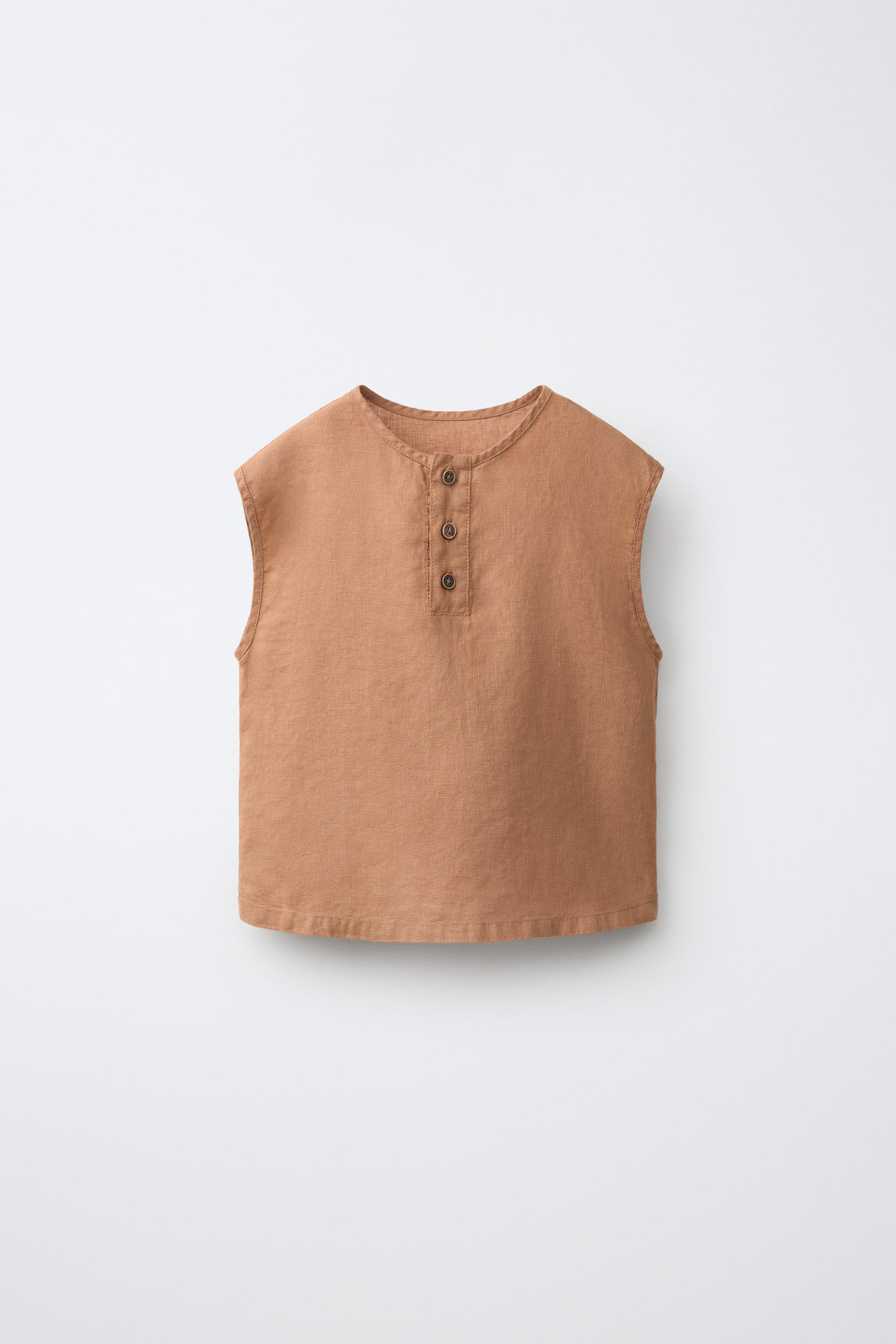 ZARA РУБАШКА БЕЗ РУКАВОВ ИЗ 100% ЛЬНА, МЕДНЫЙ