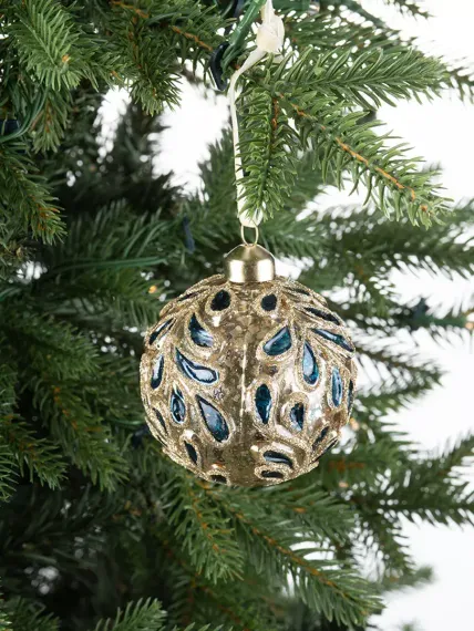 Винтажный стеклянный шар Графские сады Изумруд 8 см., 1 шт., Karlsbach (12860)