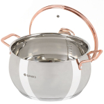 Кастрюля нерж, 5.8 л, крышка стекло, Daniks, Карлин, GS-01332G-24, индукц