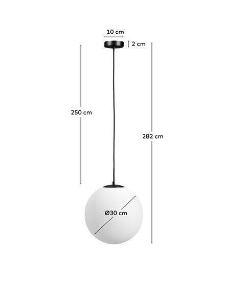 Подвесной светильник Brisia из черного металла с матовым стеклянным шаром Ø30