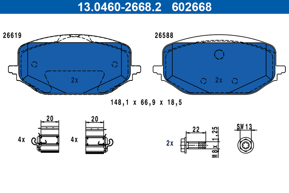 ATE - 13046026682-ATE - Brake Pad Set, disc brake