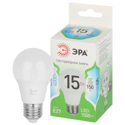 Лампа светодиодная ЭРА GREEN LINE LED A60-15W-840-E27 GL E27 15 Вт груша яркий белый свет | Лампы cветодиодные Груша (A)