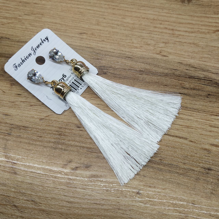 Серьги-гвоздики Кисти кристалл капля цвет молочный металл золотистый