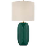 Carmilla Medium Table Lamp in Emerald Crackle with Linen Shade