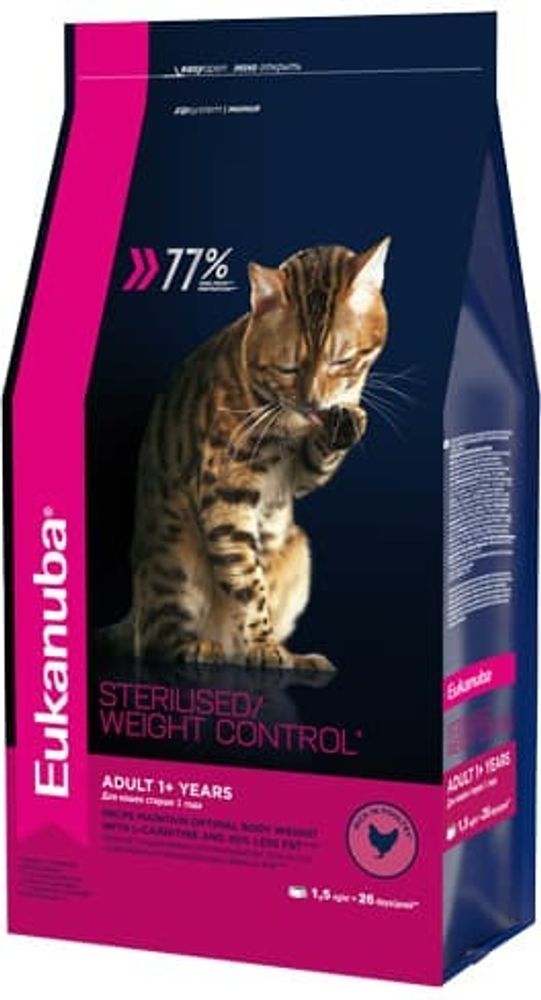 EUK Cat 400г. корм для взрослых кошек с избыточным весом и стерилизованных