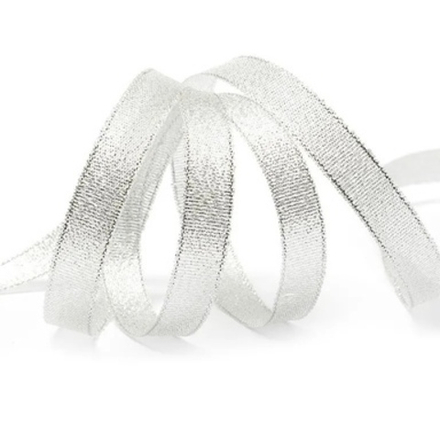 Лента парчовая серебро, 6 мм 22 м