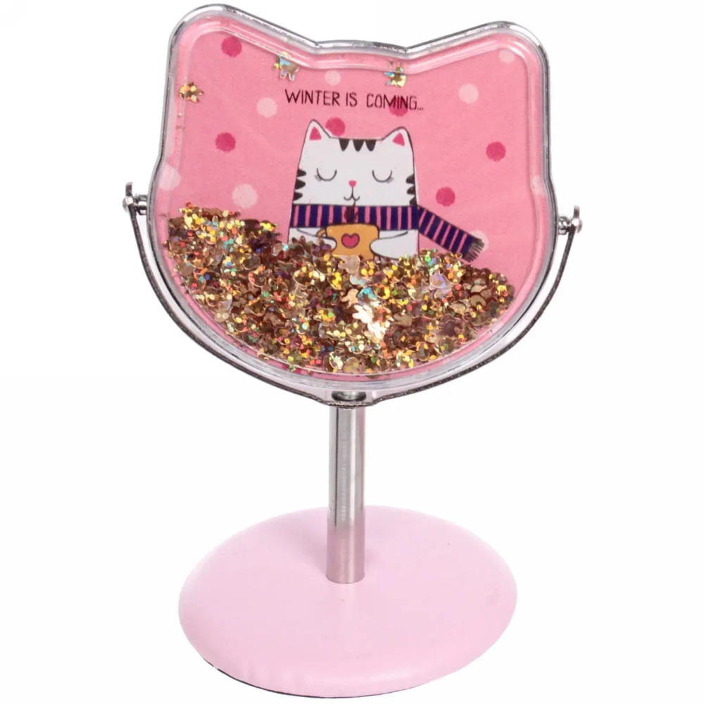 Зеркало настольное на ножке «Stylish image - Котик Айс», форма кошки, 8*14 см (картон. коробка)