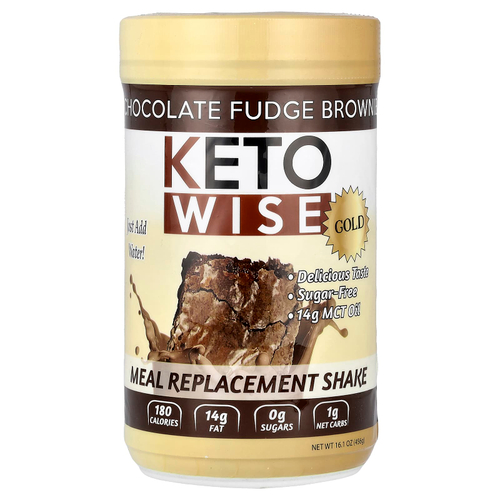 Keto Wise, Gold, коктейль-заменитель еды, брауни с шоколадной помадкой, 456 г (16,1 унции)