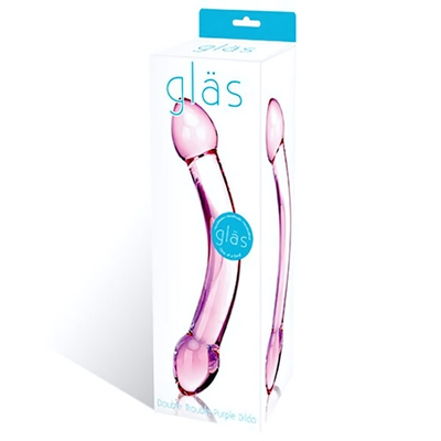 Изогнутый двухголовый стимулятор из стекла Double Trouble - 19 см. (Цвет: розовый)