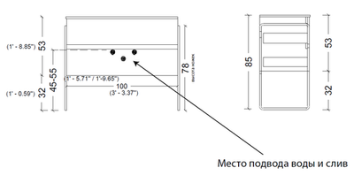 Тумба без раковины 100 см 2 полки Armadi Art Vallessi 837-100-GS