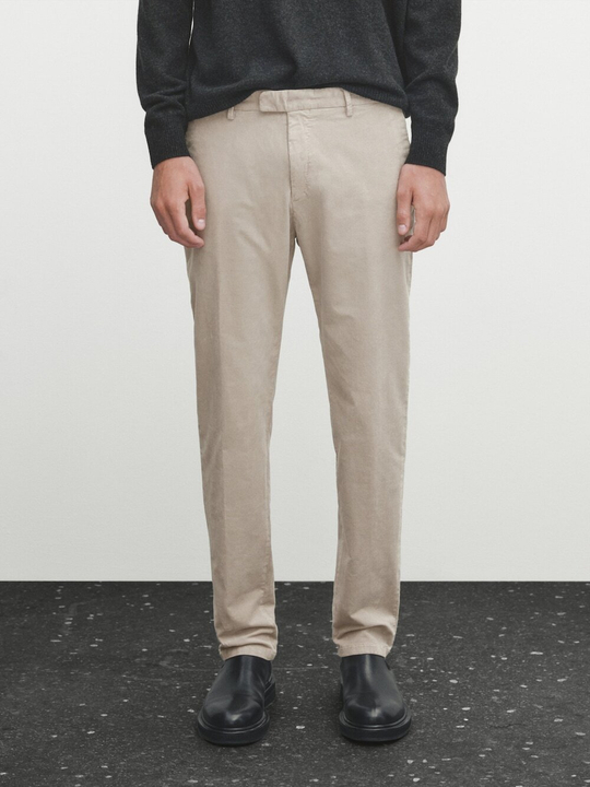 Massimo Dutti Вельветовые брюки чинос облегающего кроя, серый
