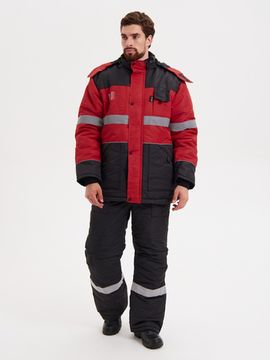 Костюм зимний "Нордмен" полукомбинезон (черный/красный)