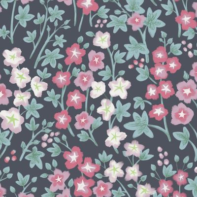 Мальвы на почти чёрном